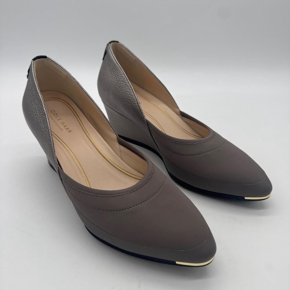 COLE HAAN Grand Series Gray & Silver Metallic Wedge Size 7B - Picture 3 of 8